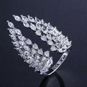 New Sterling silver diamond adjustable ring